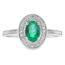 Load image into Gallery viewer, .49ct Emerald Diamond Ring 10KT White Gold
