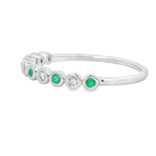 Load image into Gallery viewer, Emerald Diamond stackable band set 14KT White Gold