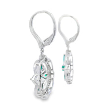 Load image into Gallery viewer, 1.44ct Emerald Diamond Dangle Earrings 14KT White Gold