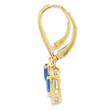 Load image into Gallery viewer, Sapphire Diamond Dangle Earrings 10KT Yellow Gold