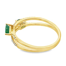 Load image into Gallery viewer, .50ct Emerald Diamond Ring 14KT Yellow Gold