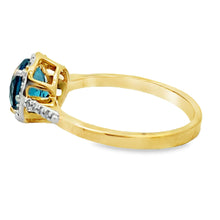 Load image into Gallery viewer, 1.35ct London Blue Topaz Diamond Ring 10KT Yellow Gold
