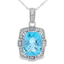 Load image into Gallery viewer, Blue Topaz Diamond Fashion Pendants 10KT White Gold