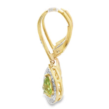 Load image into Gallery viewer, .96ct Peridot Diamond Dangle Earrings 10KT Yellow Gold