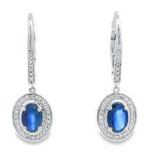 Load image into Gallery viewer, 1.28ct Sapphire Diamond Dangle Earrings 10KT White Gold