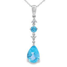Load image into Gallery viewer, Blue Topaz Diamond Fashion Pendants 10KT White Gold