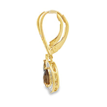 Load image into Gallery viewer, .87ct Quartz Diamond Dangle Earrings 10KT Yellow Gold