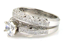 Load image into Gallery viewer, .54ct Antique Style Engagement Ring Set 18KT White Gold