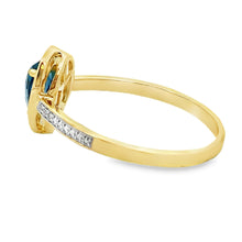 Load image into Gallery viewer, .54ct London Blue Topaz Diamond Ring 10KT Yellow Gold