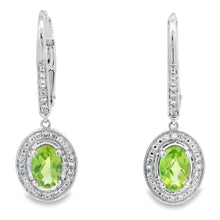 Load image into Gallery viewer, 1.21ct Peridot Diamond Dangle Earrings 10KT White Gold