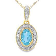 Load image into Gallery viewer, Blue Topaz Diamond Fashion Pendants 10KT Yellow Gold