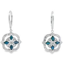 Load image into Gallery viewer, 2.04ct Sapphire Diamond Dangle Earrings 14KT White Gold