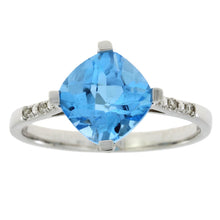 Load image into Gallery viewer, 1.20ct Blue Topaz Diamond Ring 10KT White Gold