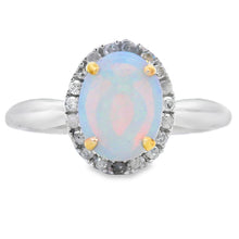 Load image into Gallery viewer, Natural .95ct Opal Diamond Ring 10KT White Gold