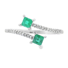 Load image into Gallery viewer, Natural .47ct Emerald Diamond Ring 14KT White Gold