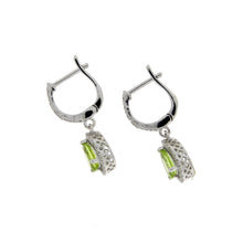 Load image into Gallery viewer, .88ct Peridot Diamond Dangle Earrings 14KT White Gold