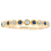 Load image into Gallery viewer, Sapphire Diamond stackable band set 14KT Yellow Gold