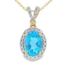 Load image into Gallery viewer, Blue Topaz Diamond Fashion Pendants 14KT Yellow Gold