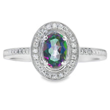 Load image into Gallery viewer, .61ct Mystic Fire Topaz Diamond Ring 10KT White Gold