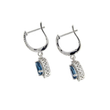 Load image into Gallery viewer, .88ct London Blue Topaz Dangle Earrings 14KT White Gold