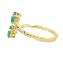 Load image into Gallery viewer, .47ct Emerald Diamond Ring 14KT Yellow Gold