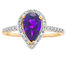 Load image into Gallery viewer, .98ct Amethyst Diamond Ring 14KT Yellow Gold