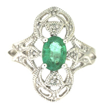Load image into Gallery viewer, .70ct Emerald Diamond Ring 10KT White Gold