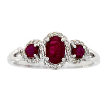 Load image into Gallery viewer, 1.04ct Ruby Diamond 3 Stone Ring 14KT White Gold
