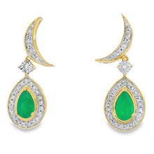 Load image into Gallery viewer, Chalcedony Diamond Dangle Earrings 10KT Yellow Gold