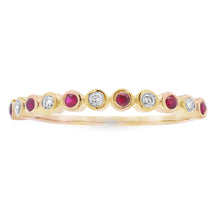 Load image into Gallery viewer, .13ct Ruby Diamond stackable band set 14KT Yellow Gold