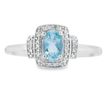 Load image into Gallery viewer, Genuine .45ct Aquamarine Diamond Ring 10KT White Gold