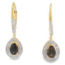 Load image into Gallery viewer, .87ct Quartz Diamond Dangle Earrings 10KT Yellow Gold