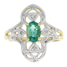 Load image into Gallery viewer, .70ct Emerald Diamond Ring 10KT Yellow Gold