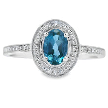 Load image into Gallery viewer, .63ct London Blue Topaz Diamond Ring 10KT White Gold