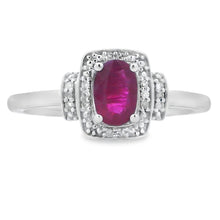 Load image into Gallery viewer, .65ct Ruby Diamond Ring 10KT White Gold