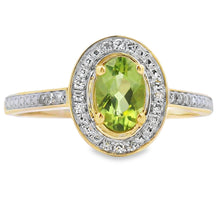 Load image into Gallery viewer, .55ct Peridot Diamond Ring 10KT Yellow Gold