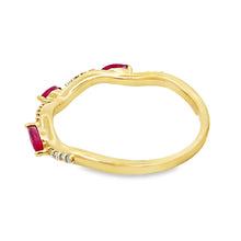 Load image into Gallery viewer, .21ct Ruby Diamond stackable band set 14KT Yellow Gold