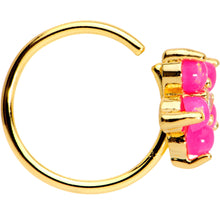 Load image into Gallery viewer, 20G Clear CZ Pink Faux Opal Gold Tone Flower Circular Ring