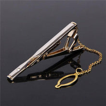 Load image into Gallery viewer, Impeccable Luxury Men's Metal Necktie Bar Formal Dress Shirt Classic Wear Neck Tie Clip With Chain Gold Color Clip Unique Shirt Business Tie Clip Wedding Ceremony Tie Clips Party Fashion Smooth Clasp Pin Father's Day Gifts