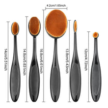 Load image into Gallery viewer, Incredible 5Pcs Oval Makeup Brushes Portable Toothbrush Oval Nylon Hair Cosmetic Makeup Blush Face Foundation Blending Brush Makeup Tool