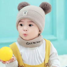 Load image into Gallery viewer, Infant Baby Winter Warm Knit Bobble Beanie Hat with Scarf Set