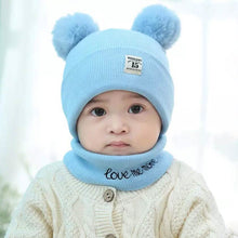 Load image into Gallery viewer, Infant Baby Winter Warm Knit Bobble Beanie Hat with Scarf Set