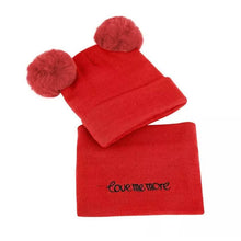 Load image into Gallery viewer, Infant Baby Winter Warm Knit Bobble Beanie Hat with Scarf Set