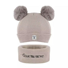 Load image into Gallery viewer, Infant Baby Winter Warm Knit Bobble Beanie Hat with Scarf Set