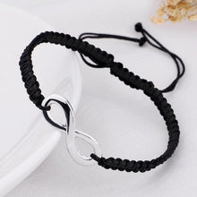 Load image into Gallery viewer, Infinite Sign Handmade Black/White Rope Braid Bracelet Bangle For Women Men Charm Adjustable Matching Bracelets For Couples His And Hers Infinity Sign Handmade Rope Braided Stainless Steel BFF Bracelets