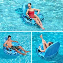 Load image into Gallery viewer, Inflatable Lounger Pool Float with Rubber Handle and Drink Holder