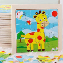 Load image into Gallery viewer, Intelligence Kids Toy Wooden 3D Puzzle Tangram for Children Baby Cartoon Animal , Traffic Puzzles Educational Learning Toys