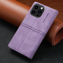 Load image into Gallery viewer, Iphone Wallet Skin Friendly Magnetic Flip With Card Slot Leather Case For iPhone 14 Pro Max 13 12 11 Modern Purple Genuine Leather Detachable Magnetic Flip Cover with Card Holders