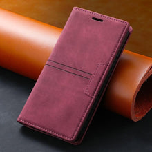 Load image into Gallery viewer, Iphone Wallet Skin Friendly Magnetic Flip With Card Slot Leather Case For iPhone 14 Pro Max 13 12 11 Modern Purple Genuine Leather Detachable Magnetic Flip Cover with Card Holders