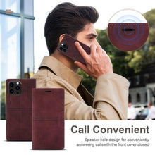 Load image into Gallery viewer, Iphone Wallet Skin Friendly Magnetic Flip With Card Slot Leather Case For iPhone 14 Pro Max 13 12 11 Modern Purple Genuine Leather Detachable Magnetic Flip Cover with Card Holders